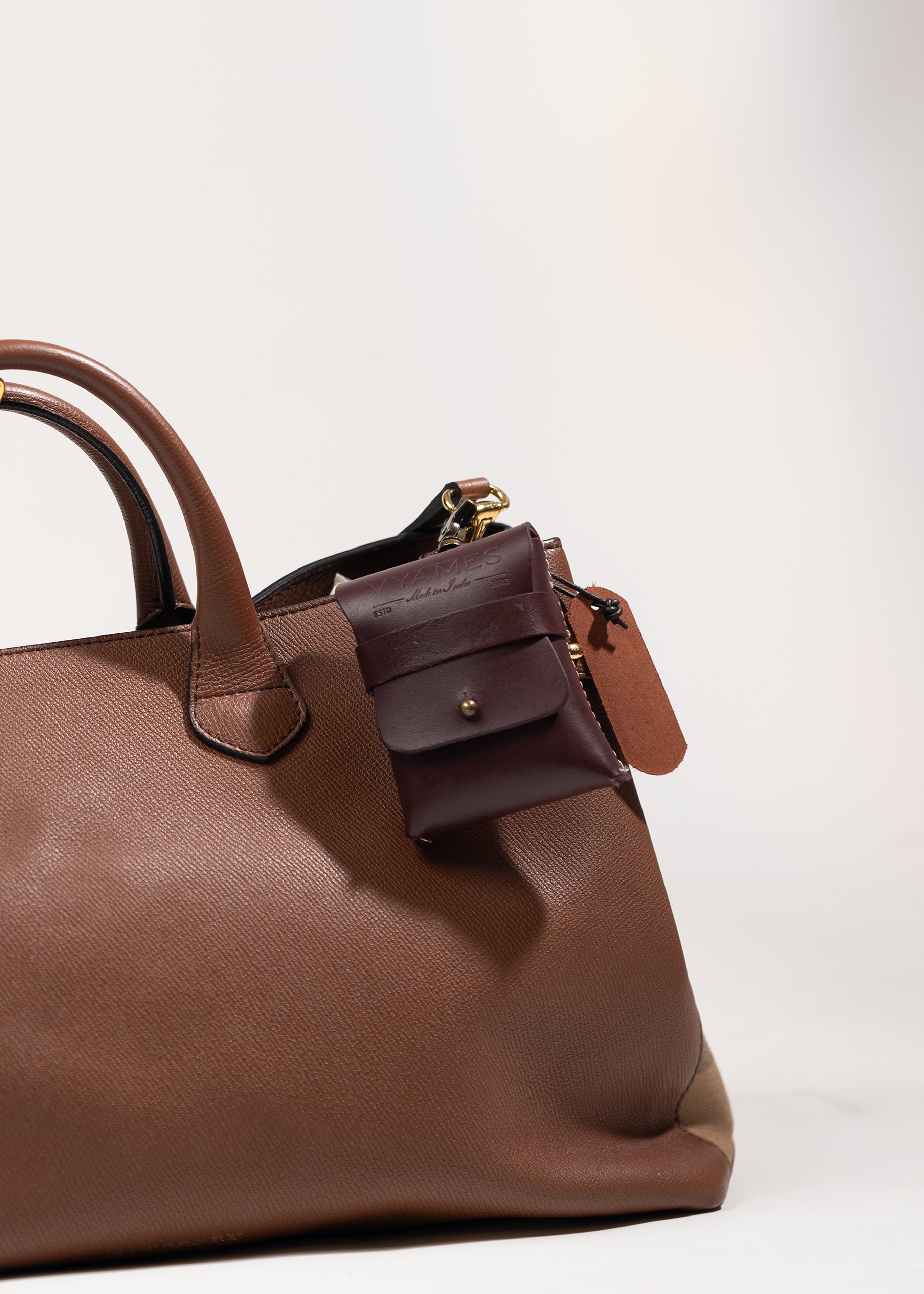 Nomad pocket- Cherry red leather Bag Accessory / Utility charm