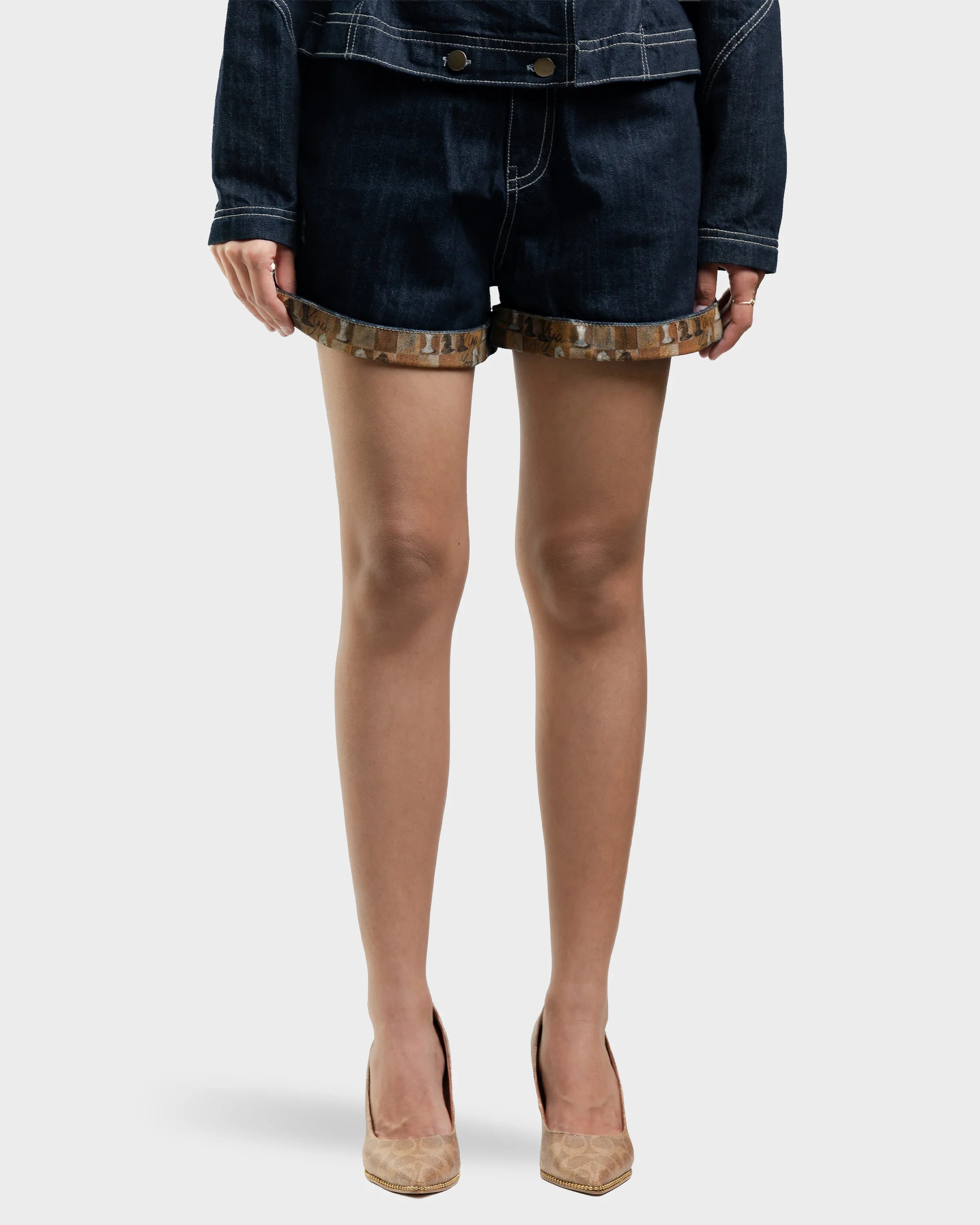 Modern Chaupar High Waisted Denim Shorts