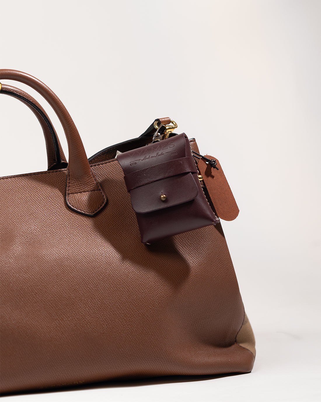 Nomad pocket- Cherry red leather Bag Accessory / Utility charm