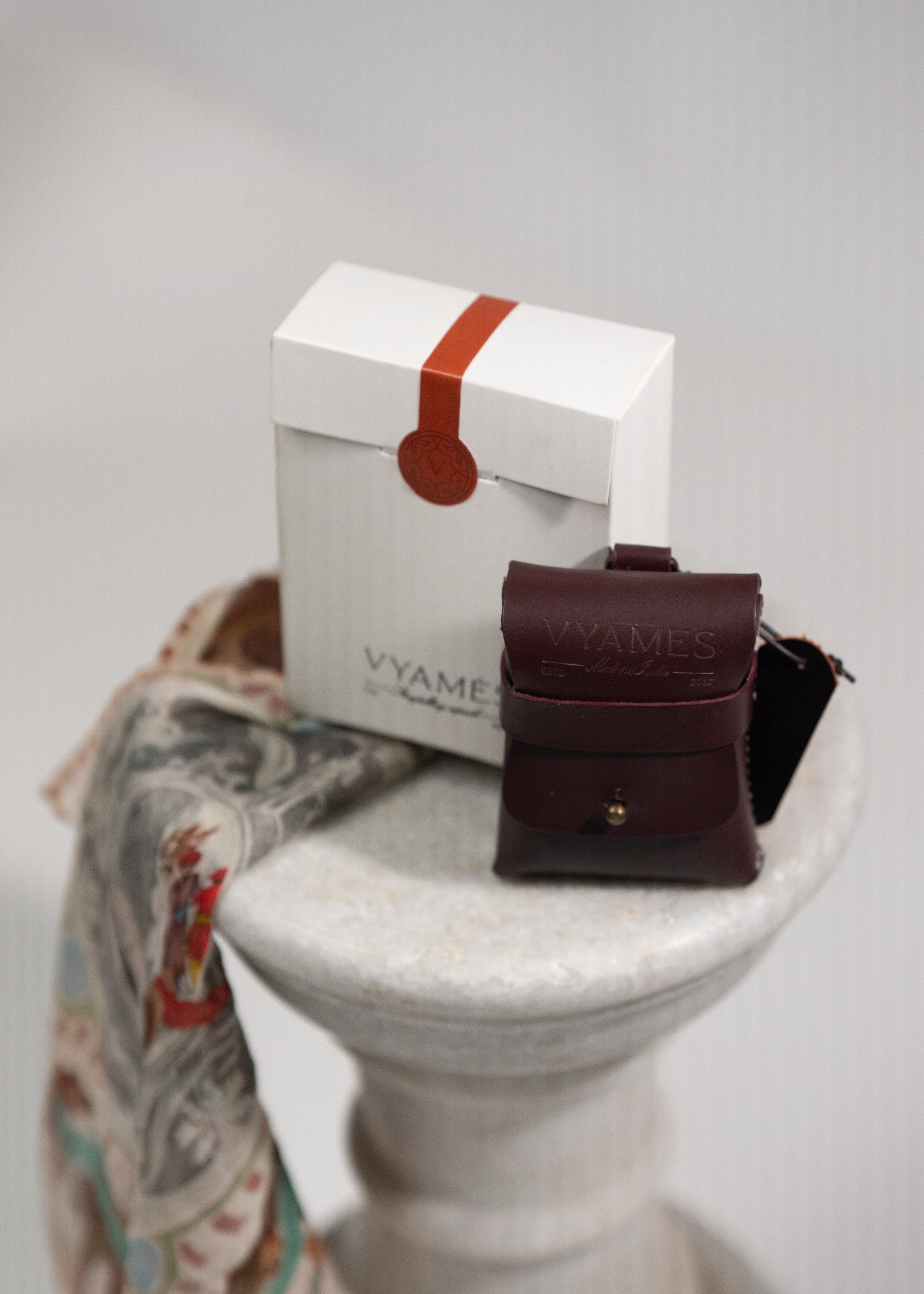 Nomad pocket- Cherry red leather Bag Accessory / Utility charm