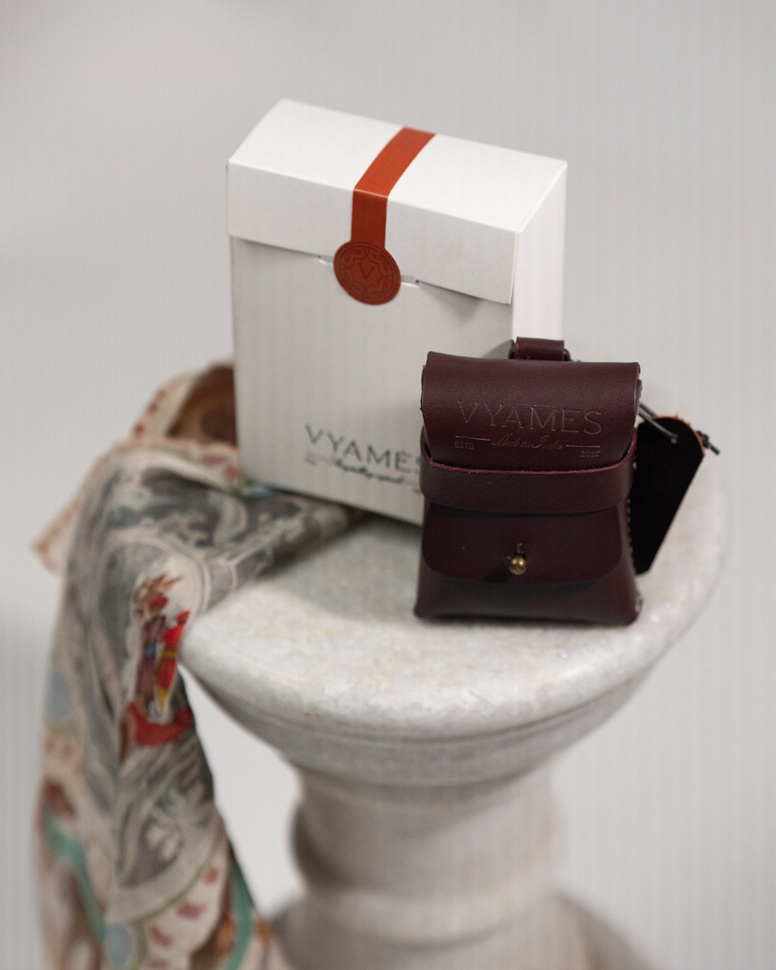 Nomad pocket- Cherry red leather Bag Accessory / Utility charm