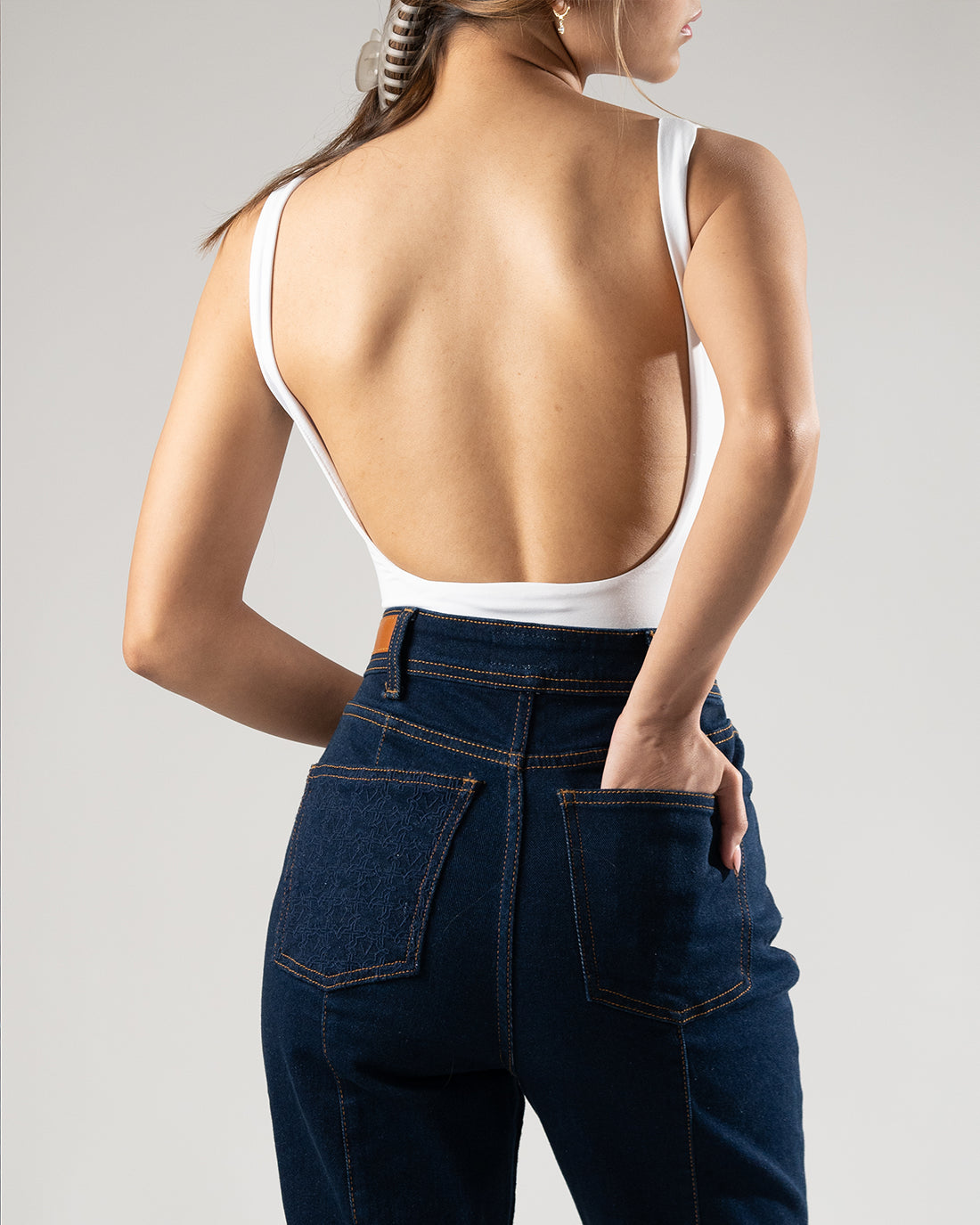 Pattern Embroidered Denim