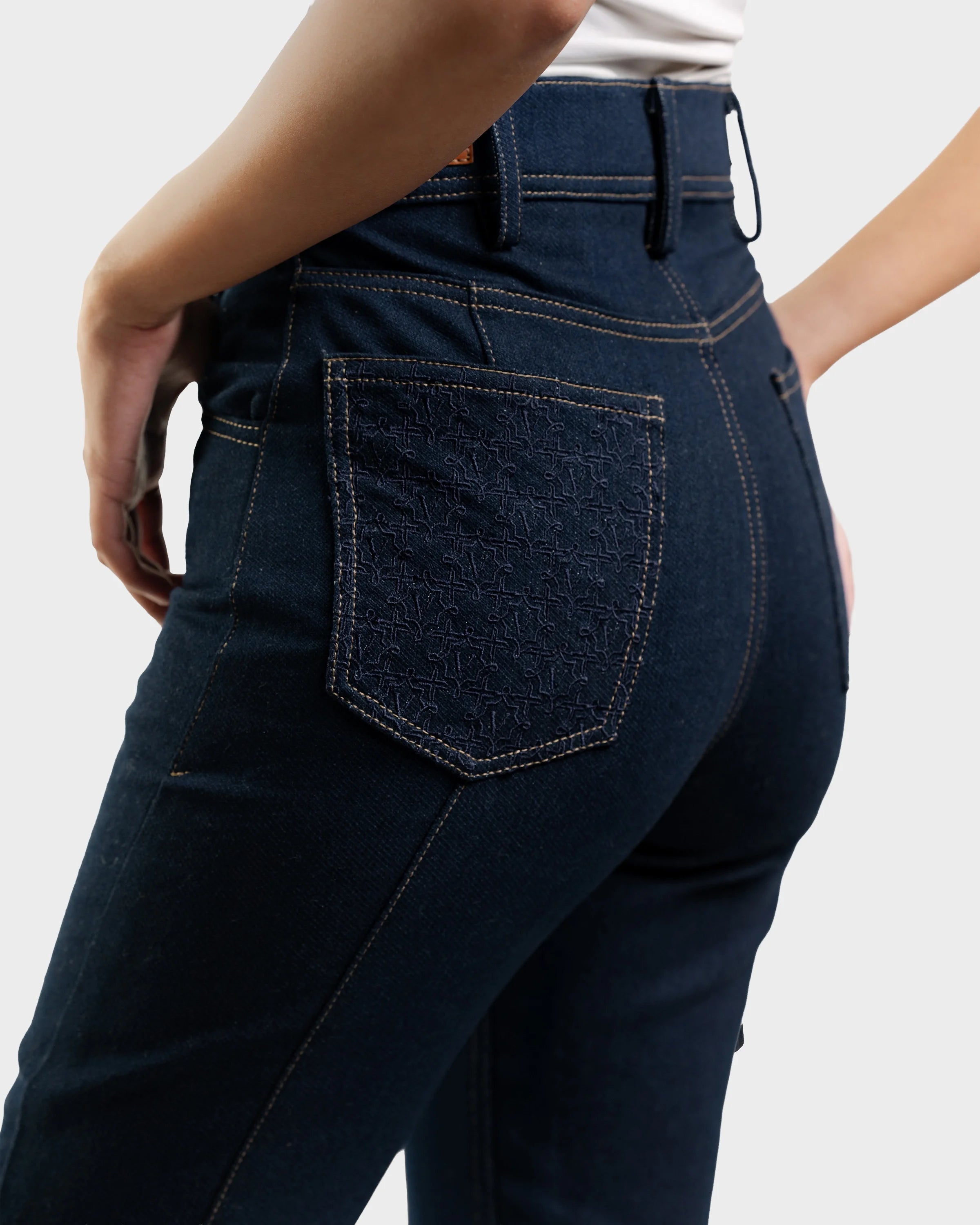 Pattern Embroidered Denim