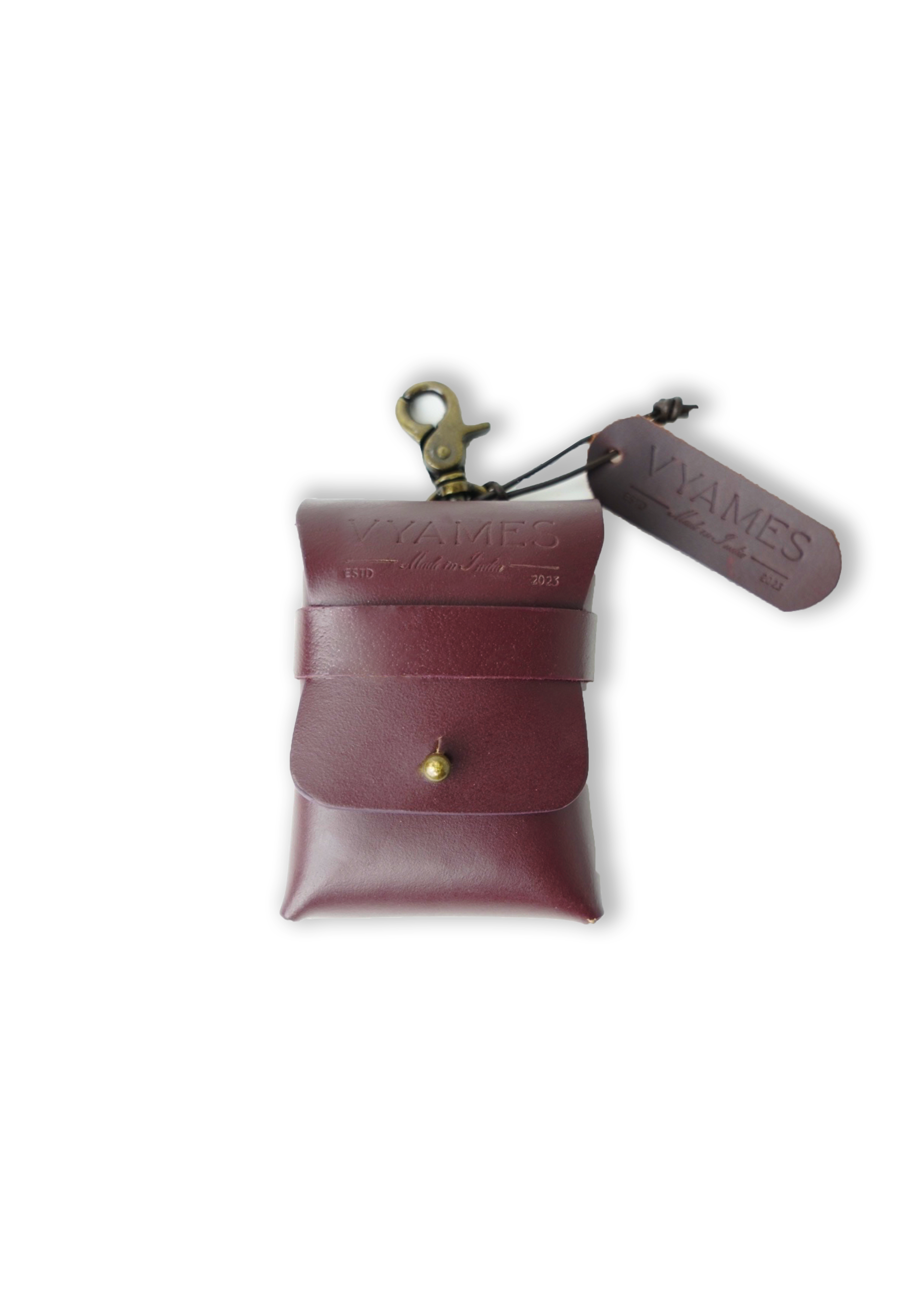 Nomad pocket- Cherry red leather Bag Accessory / Utility charm